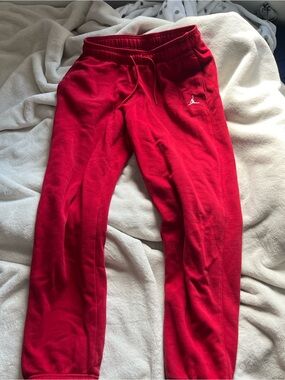 Jordan Red Kids Fleece Joggers with Jumpman Logo